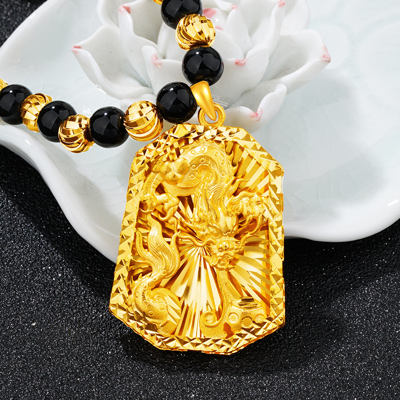 Kalung Rantai Emas Asli Kadar 375 Dengan Liontin Naga Untuk Pria