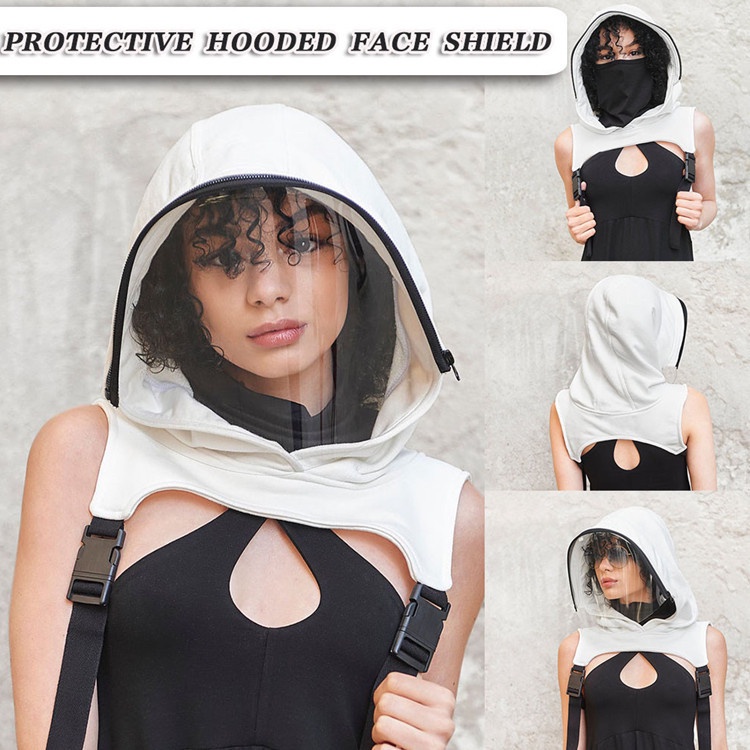 Hoodie Face Shield Masker Pelindung Tahan Debu Tahan Tetesan