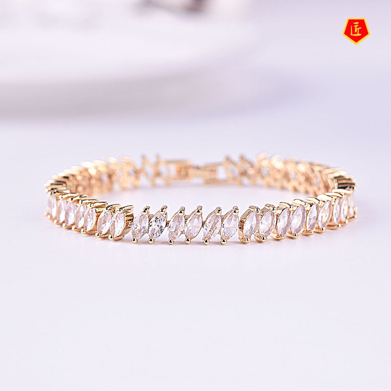 [Ready Stock]Fashion and Fully-Jewelled Ruby 18K Gold Bracelet