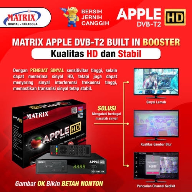 STB Matrix Apple merah DVB-T2