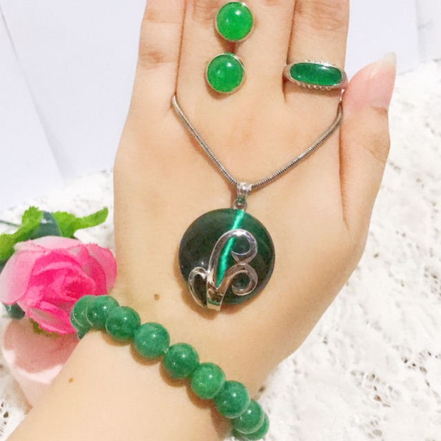 set titanium gelang giok asli kalung giok titanium 88