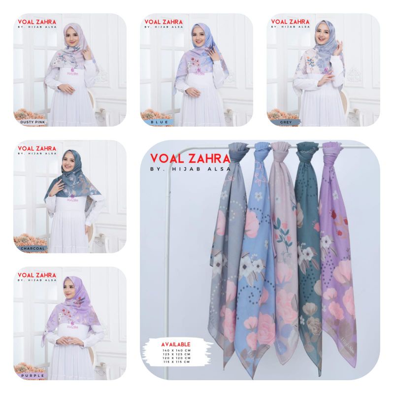PREMIUM VOAL DIGITAL PRINTING SCARF SYARI BY HIJAB ALSA - ZAHRA HIJAB SEGI EMPAT