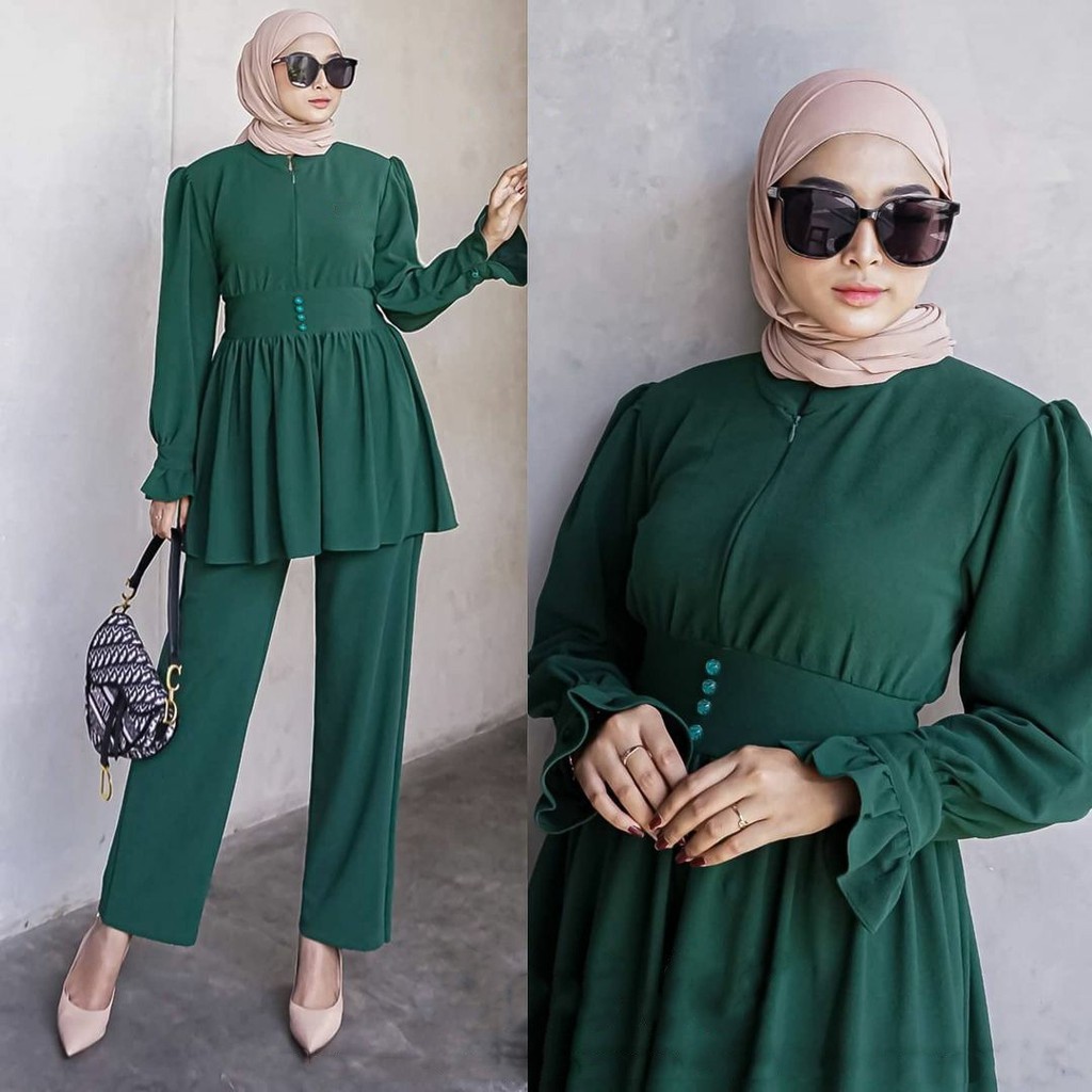 Rassi One Set Setelan Baju Muslim Wollycrepe Fashion Wanita Terlaris