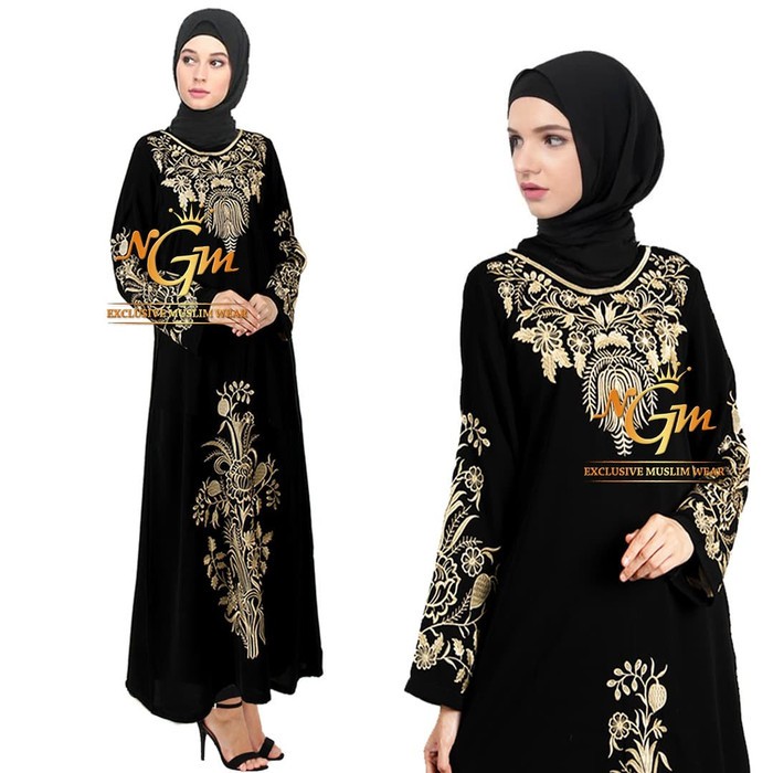 COXce New Baju Gamis Wanita/Baju Lebaran/Gamis pesta/Gamis hitam cantik