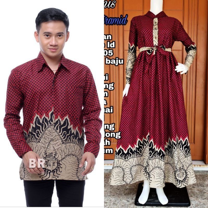 Couple Keluarga Batik Motif Kenari Merah - Couple Batik - Sarimbit Keluarga