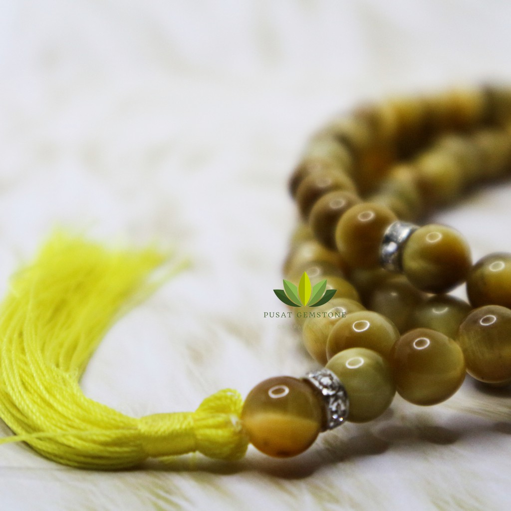 Tasbih Tiger Eye Madu / Tiger Eye Golden Honey 8 mm ( FREE BOX TASBIH)