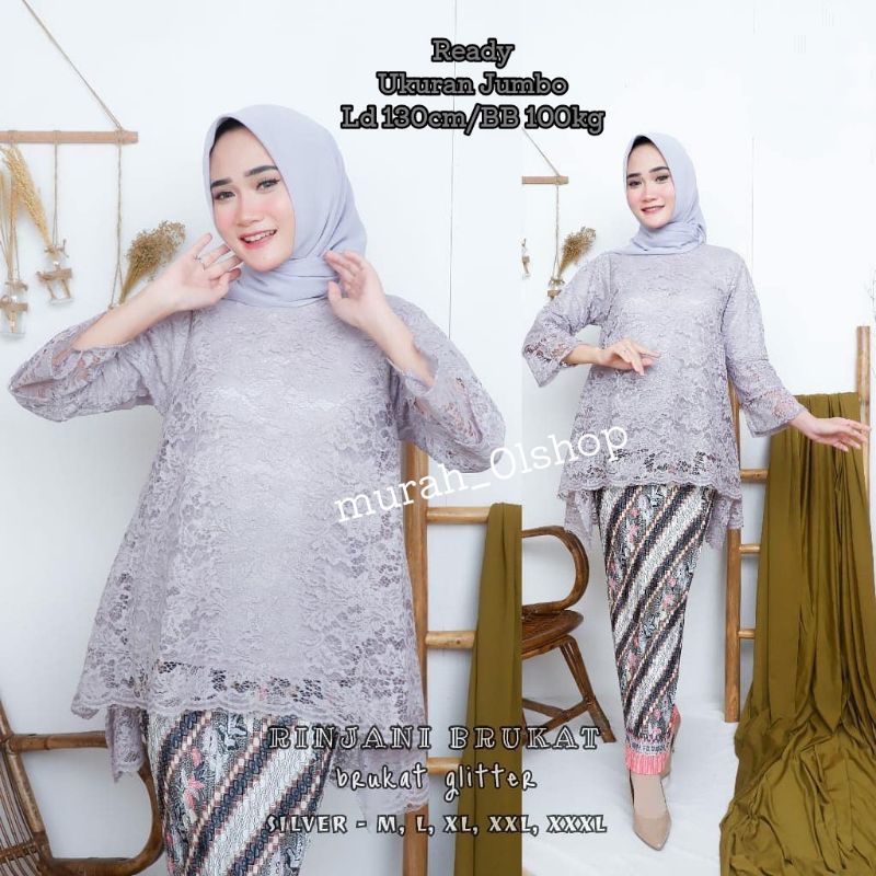 Murah_0lshop Setelan Kebaya Rinjani Brokat Bigsize Ld 130/ Baju Kondangan Pesta Wisuda Modern