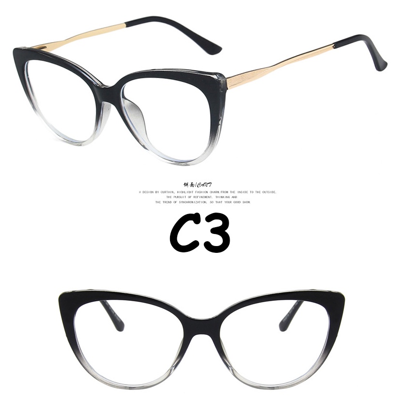 （YUZHU）COD Replaceable lenses Desain Merek Barat Retro Cat Eye Kacamata Bingkai Wanita