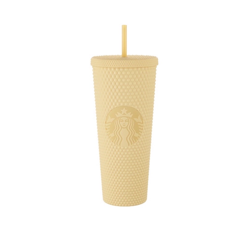 Starbucks Tumbler Studded Cold Cup Bling Butter Yellow Matte Exclusive