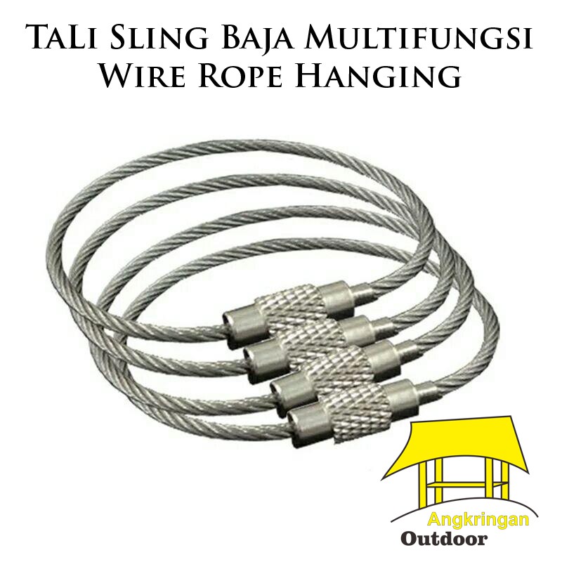 Gantungan Kunci Stainles Wire RopeTali Besi Carabiner