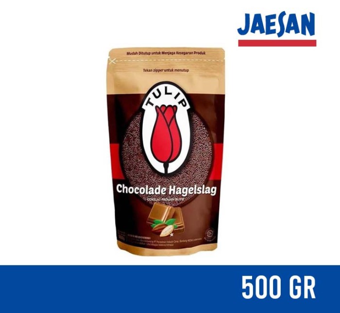 

TULIP Chocolade HAGELSLAG 500 Gram Ziplock Meises Meses Coklat Cokelat