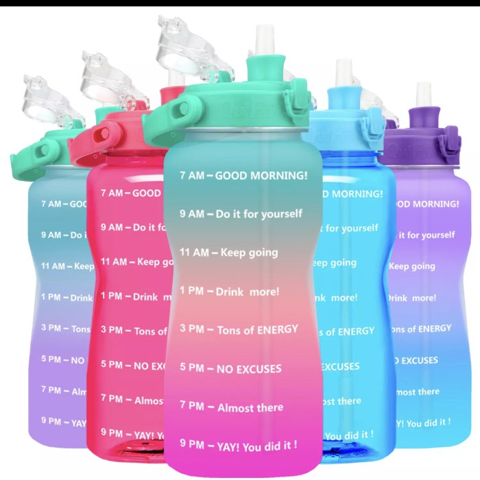 Quifit 2L Botol Minum Motivasi Dengan Sedotan Original Quifit - Peralatan / Perlengkapan Dapur