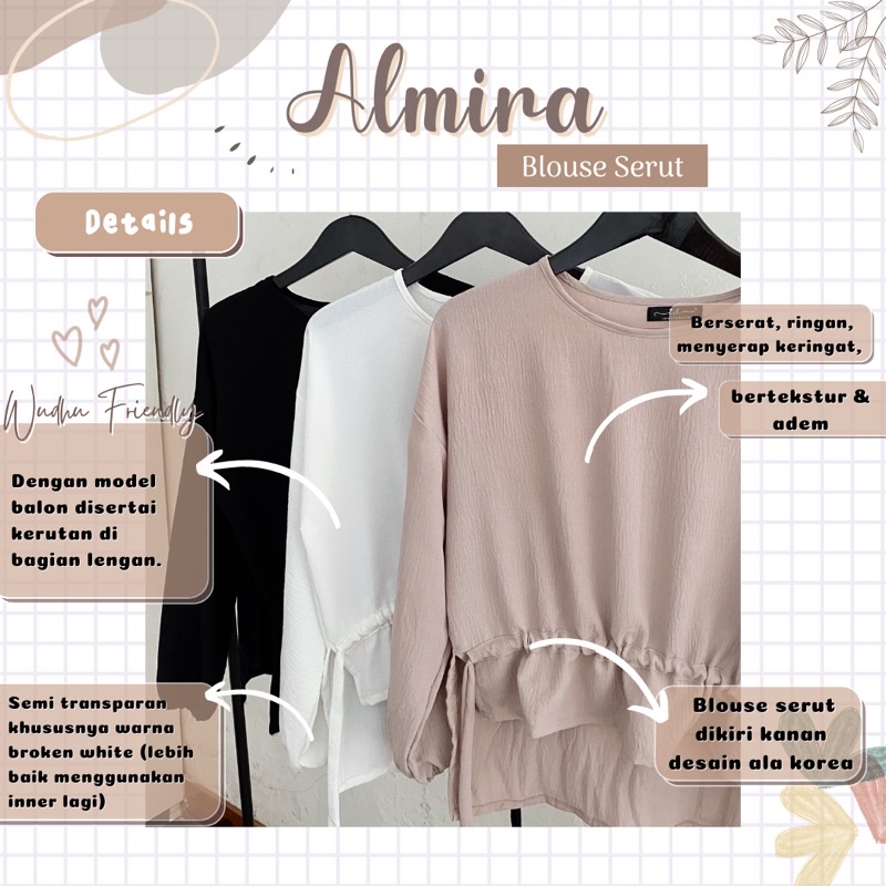 [BUY 1 GET 1] 11-15 November 2023 • Almira Blouse Oversize • Blouse Unik berkerut menyerap keringat