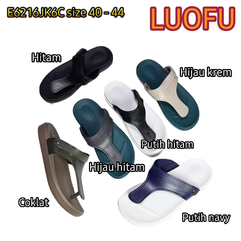 LUOFU ORIGINAL jelly sandal karet empuk murah pria sepatu sendal tali jepit cowok import E6216JK6C