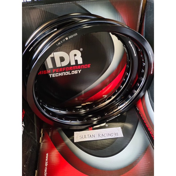 Velg TDR W Shape 1 Set 160+185 Ring 17 Hitam glossy black gilap cerah