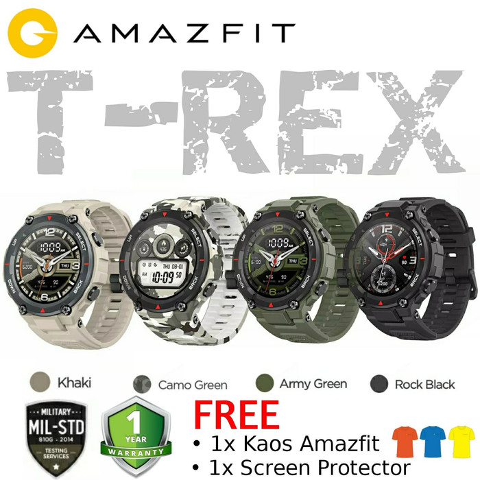 Jam Tangan Amazfit T-REX Smartwatch GPS Military STD smart watch T rex - Rock Black