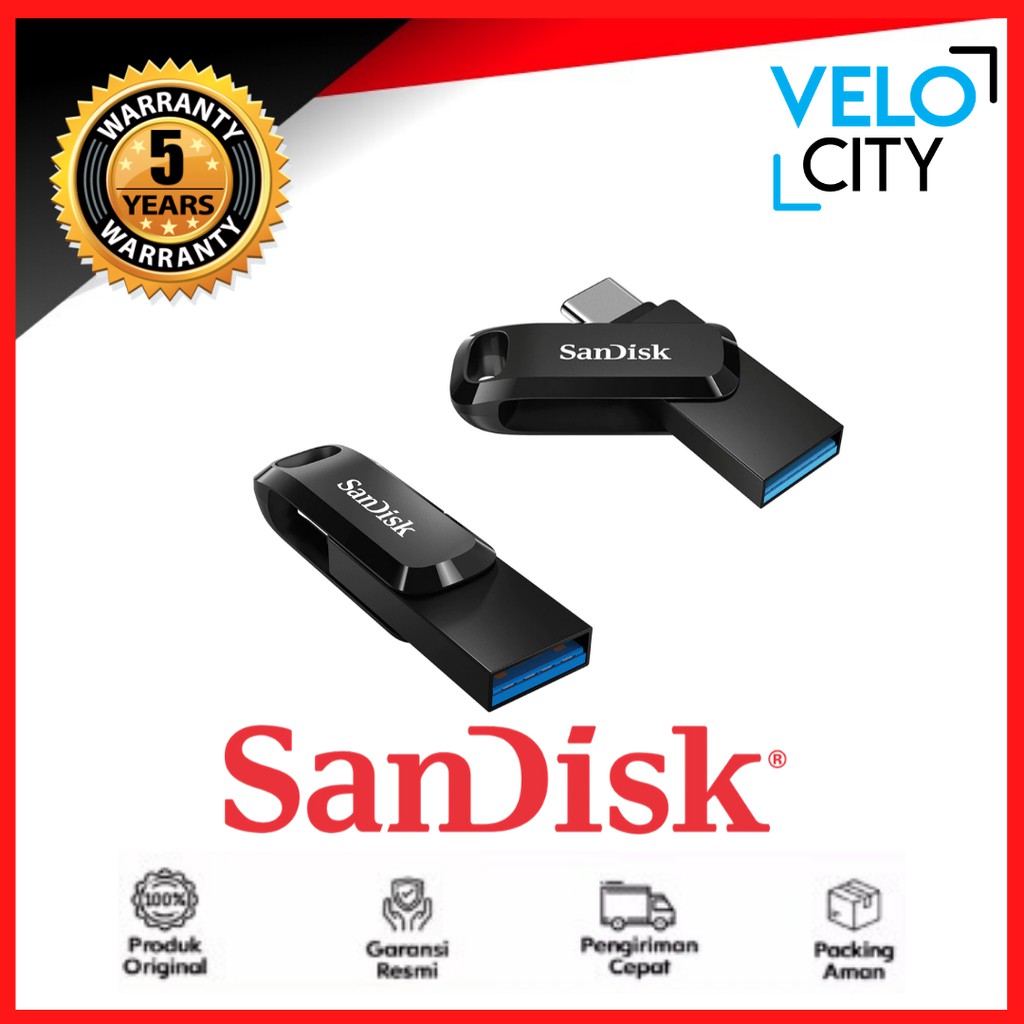 Flashdisk otg 64gb SanDisk Ultra Dual Drive Go USB Type C 64GB (Sdddc3 64Gb)