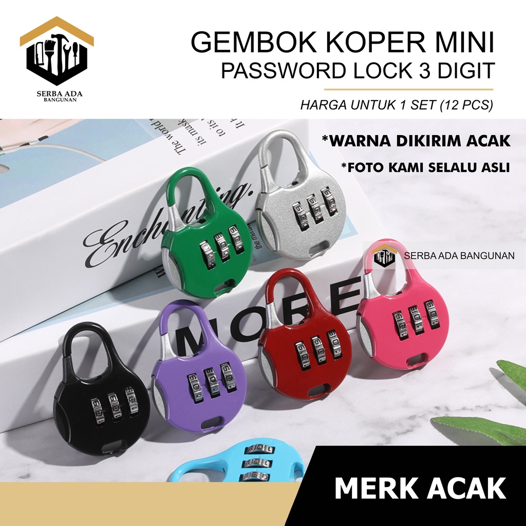 GEMBOK SWISS ZIPPER LOCK 1PACK ISI 12 GEMBOK / KUNCI KOPER KEYCHAIN GEAR ARMY LOCK (PAKAI NOMOR)