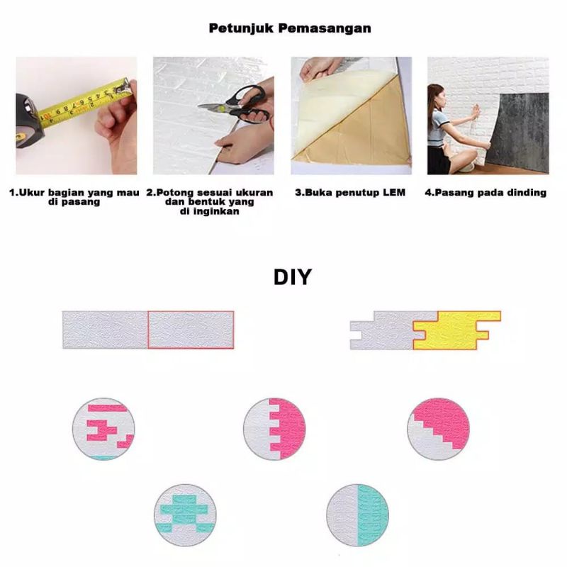WALLPAPER DINDING 3D FOAM MOTIF BATU BATA 70x77 CM DEKORASI DINDING-2