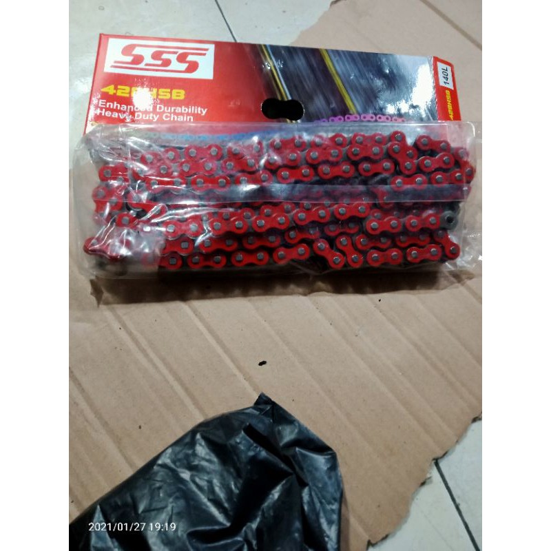 Rantai sss 428 140 hsb klx crf vixion r15 ninja dll / rantai klx crf sss 428 140 hsb / rantai merah