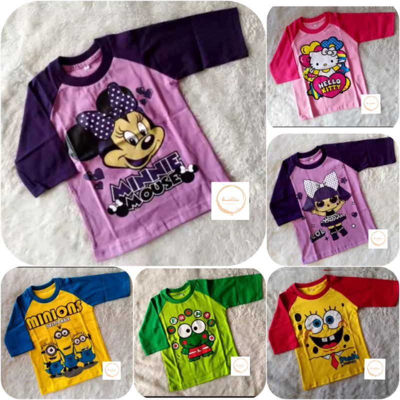 kaos karakter anak perempuan / baju Raglan