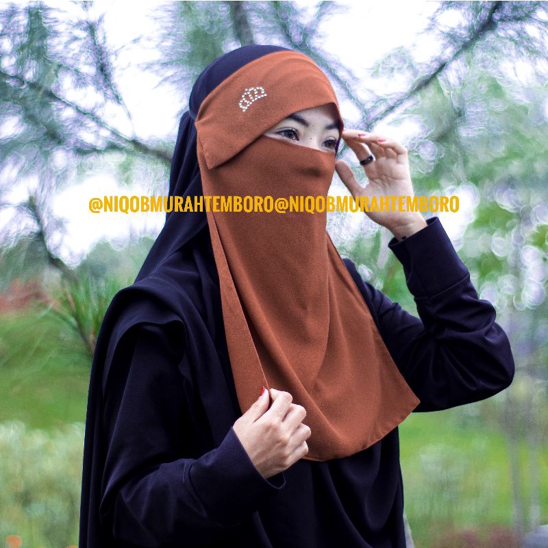 Niqob Milaya Mahkota Niqab Cadar 2 Layer Tanpa Jahitan Bawah Mata