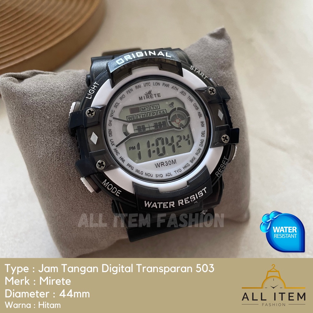 COD✅ Jam Tangan Digital Transparan Bulat Mirete 503 / Sport Watch / Jam Fashion