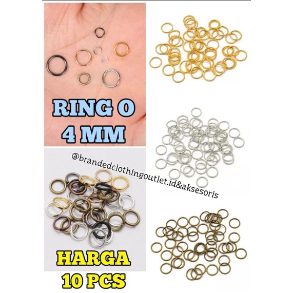 RING O - 4MM / RING BULAT / PENGAIT BAHAN AKSESORIS /  JUMP RING / RING KONEKTOR - 10 PCS