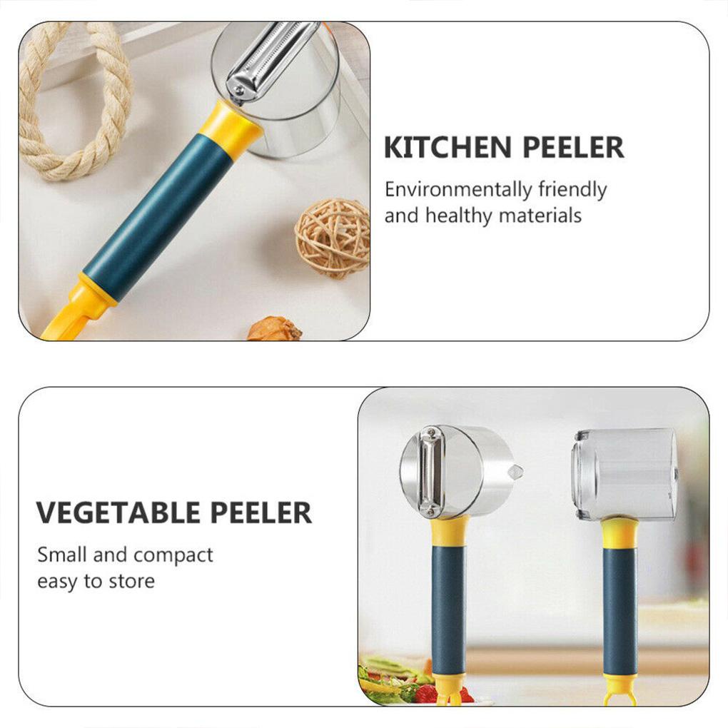 Collect Cup Peeler Stainless Steel Slicer Gadget Pengiris Dapur Dengan Kotak Penyimpanan Dengan Pegangan Peelers Aksesoris Kentang Buah