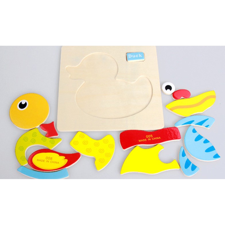 (2) Mainan Anak Wooden PUZZLE KAYU KECIL Hewan Transportasi Mainan Edukasi Edukatif Jigsaw Puzzle