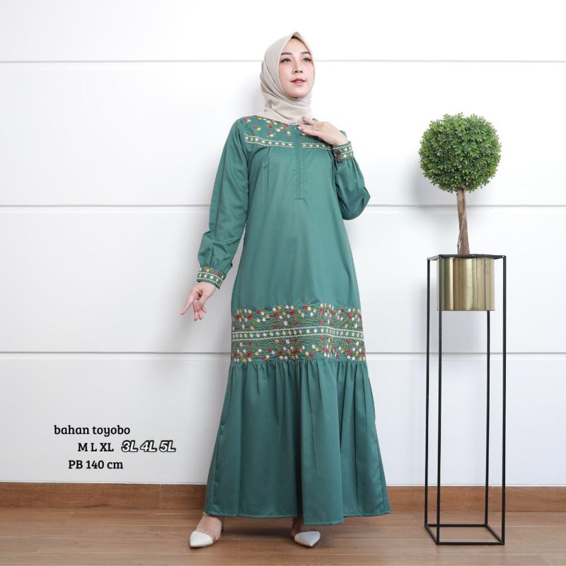 Gamis ridd bordir premium / Gamis toyobo / Gamis bordir / Fashion muslim / Baju gamis wanita / Gamis