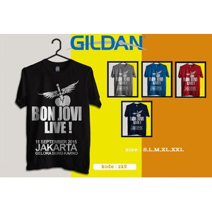kaos bon jovi konser jakarta 2015,kaos musik band bon jovi gildan soft