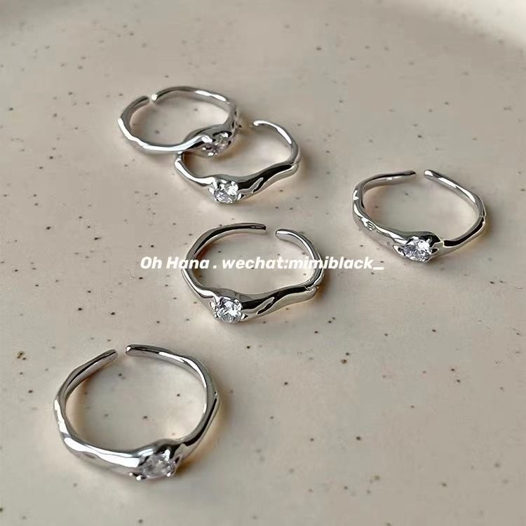 In niche tidak teratur Buka putih zirkonium cincin lembut adjustable pembukaan cincin berlian wanita