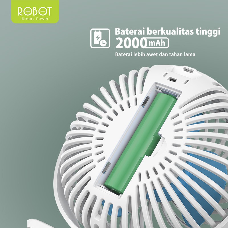 ROBOT RT-BF10 Portable Fan, Powerbank 2000mAh Mini Fan Kipas Angin Mini - Garansi Resmi 1 Tahun