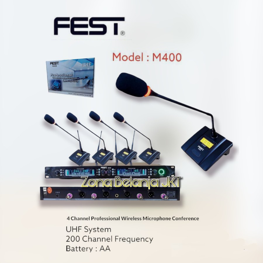 Microphone - Mic Wireless Conference Podium FEST M 400 4 Mic Original Mic Meja Podium Rapat 4 Channel