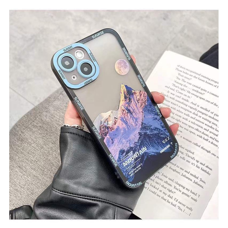 Soft Case Transparan Desain Gunung Untuk IPhone 13 13pro 12promaxSE2 2020 / 11 Pro MAX / 6S / 7 / 8 Plus / XR