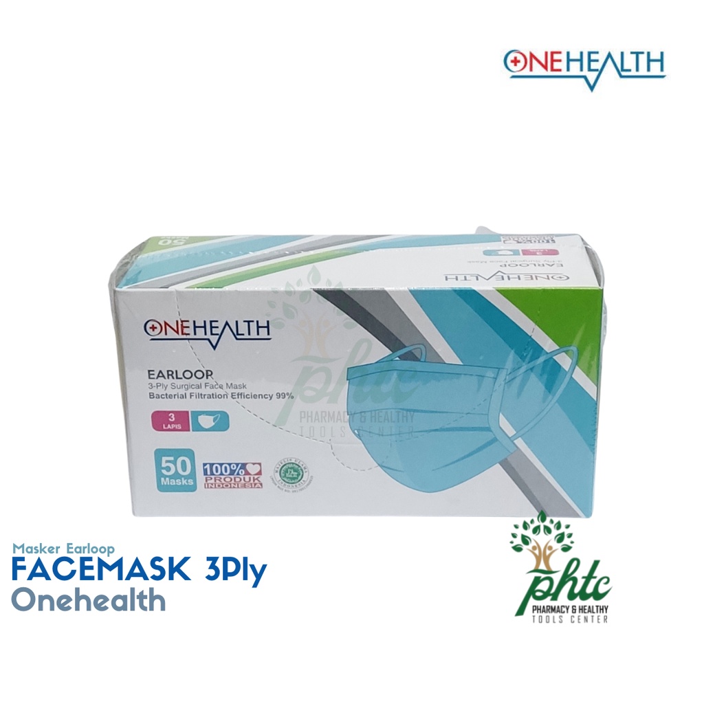 Onehealth Masker Medis Earloop 3 Ply l Face Mask Surgical 50 pcs