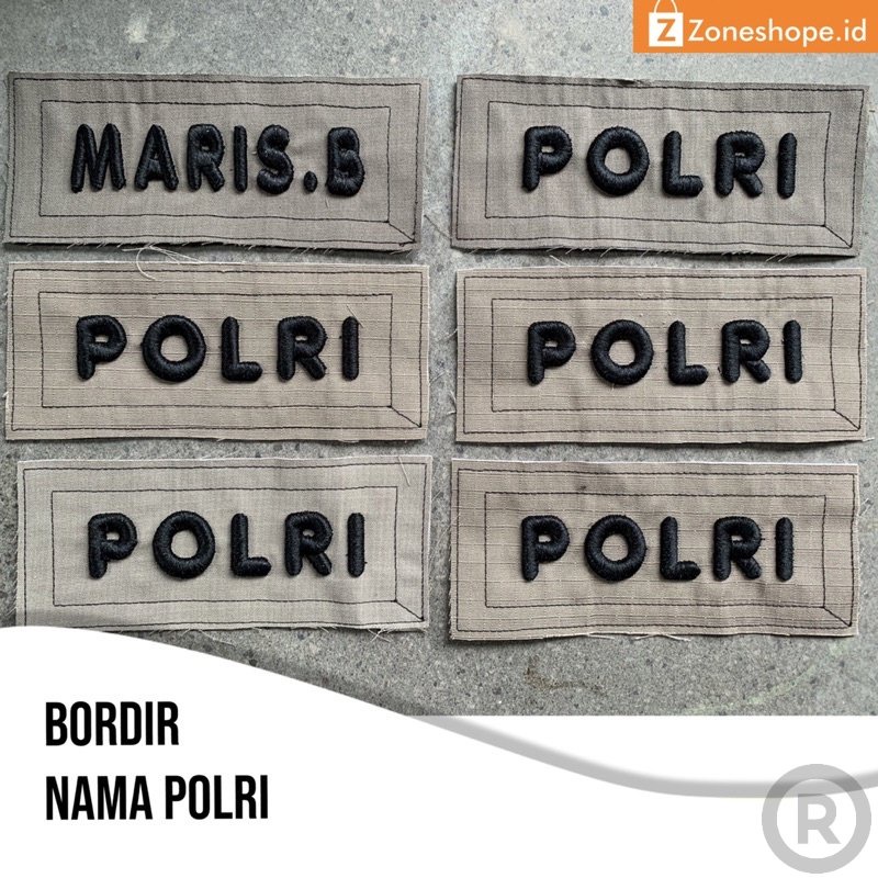 bordir nama timbul polri Bordir Nama Custom