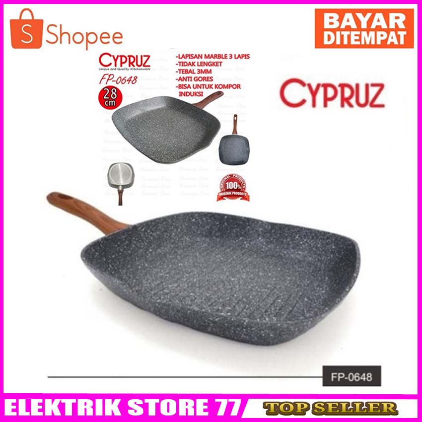 Panci CYPRUZ BBQ Pan Marble Series FP-0648/Wajan Pemenggang FP0648