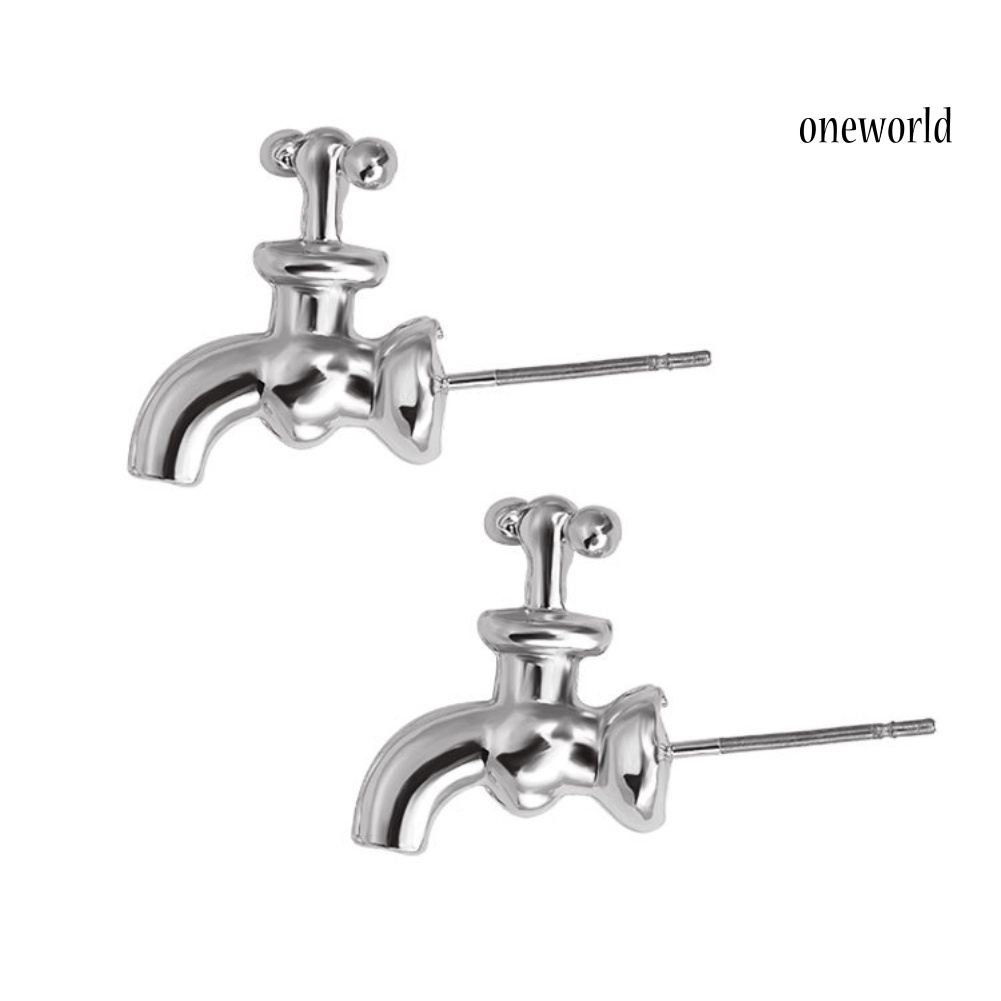 OW@ Fashion Women Water Faucet Tap Shape Ear Studs Earrings Jewelry Accessories