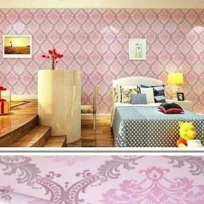 Wallpaper Dinding Batik Silver Pink hlw-033