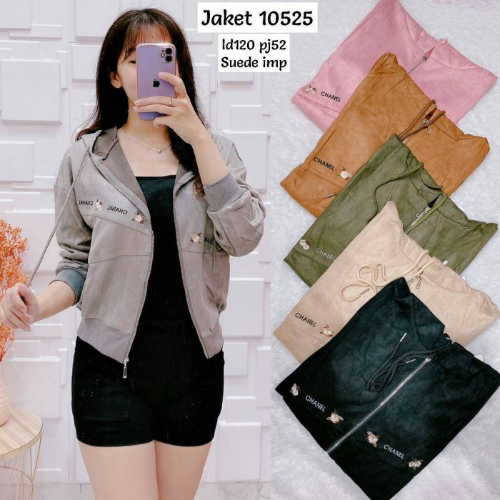 Jaket Wanita Jaket Suede hodie wanita impor - Merah Muda(F6K7) Jaket Wanita Jaket Wanita Crop Hoodie