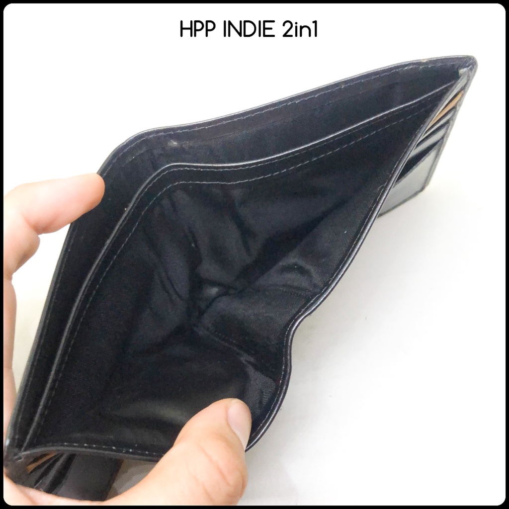 dompet kulit laki Hushpuppies Indie 2in1 premium quality bahan kulit dapat dompet mini card slim