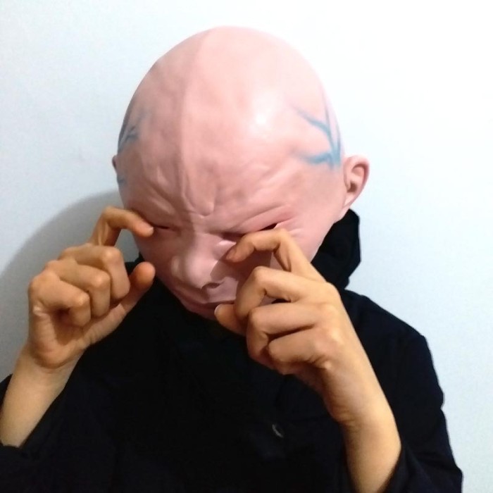 TOL-17 topeng latex karet full head kepala crying baby bayi halloween