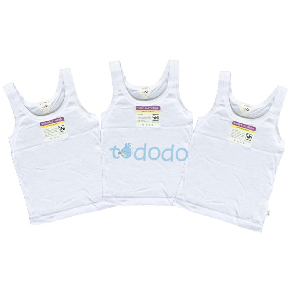 Kaos Singlet Bayi Dalaman Anak Libby Polos Anak Besar Putih S/M/L/XL/XXL