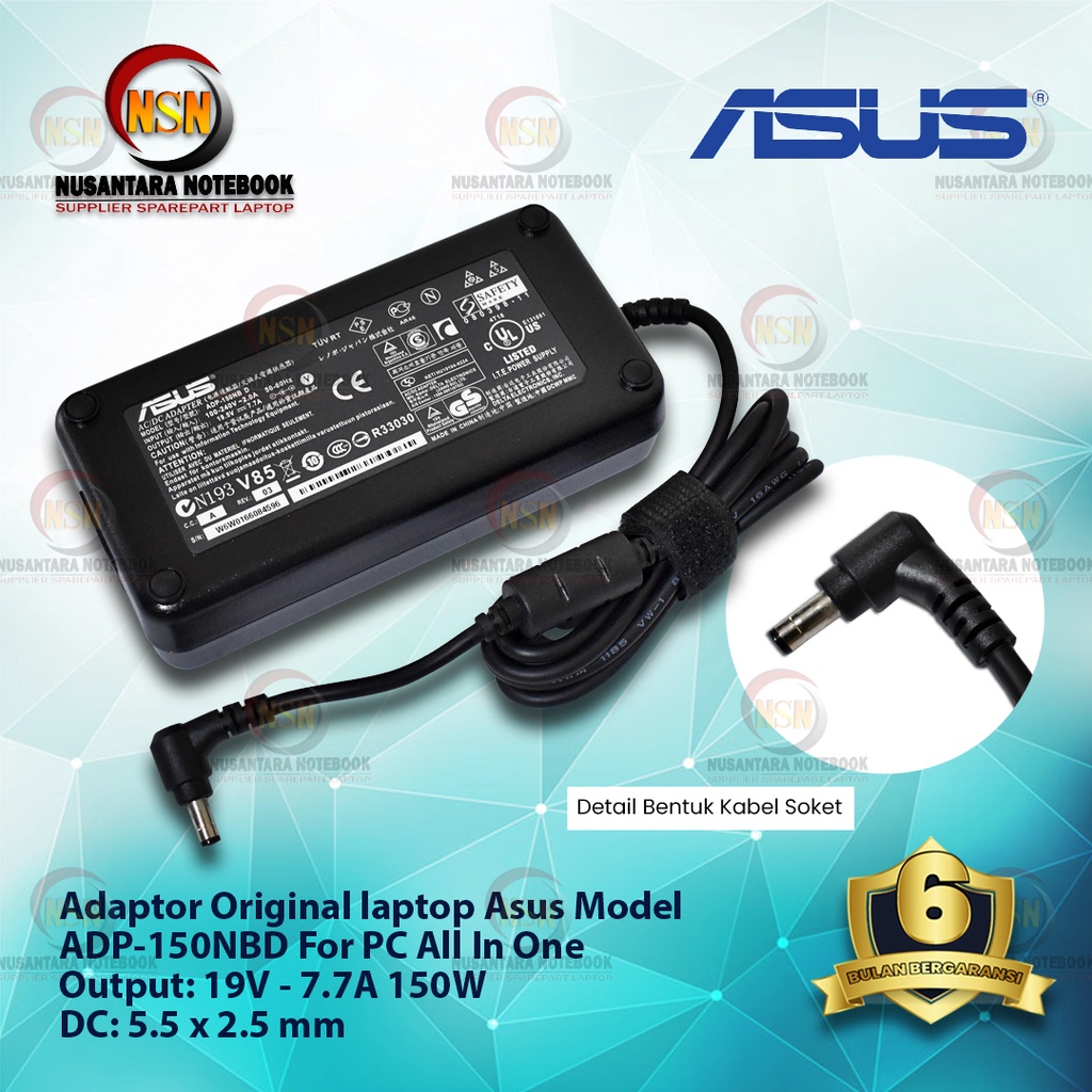 Adaptor Charger Original Asus 19V - 7.7A DC 5.5*2.5 mm PC All In One