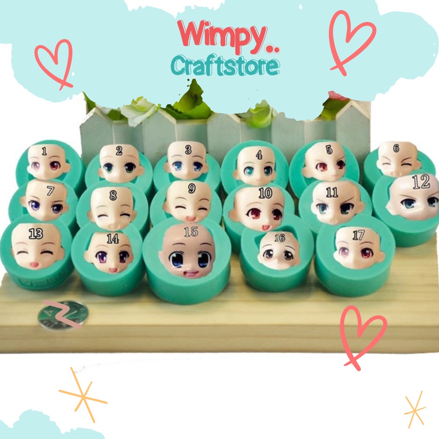 Cetakan wajah nendoroid cetakan clay cetakan fondant alat clay cetakan silicone mold clay nendo face