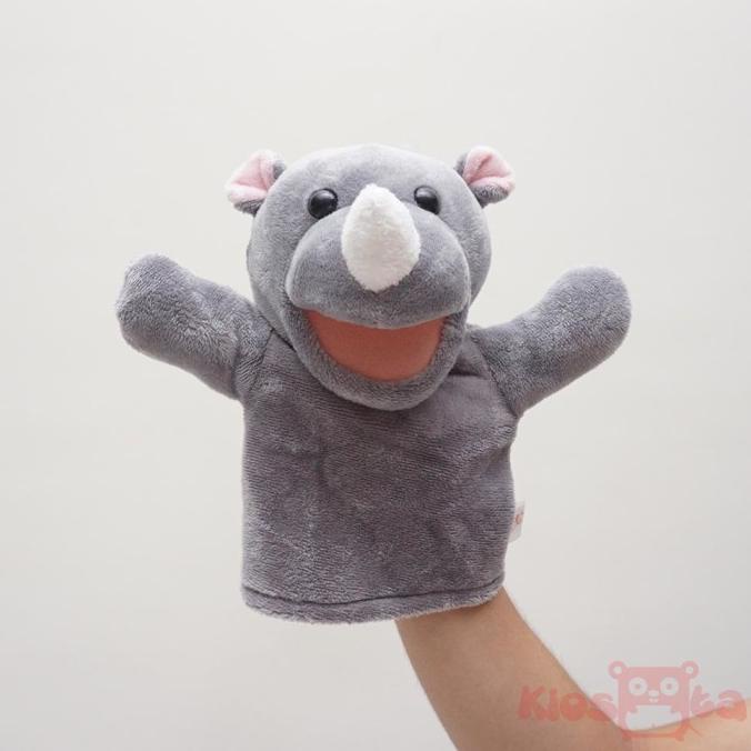 Boneka tangan handpuppet badak bercula satu