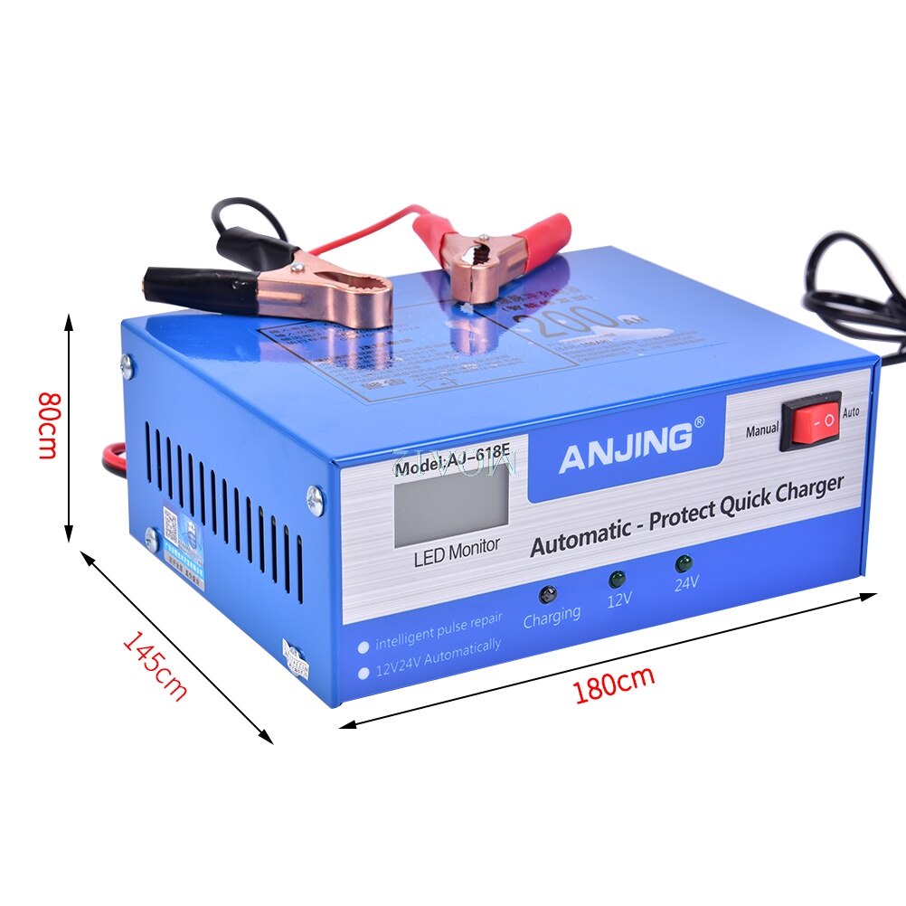 Charger Aki Mobil Lead Acid Smart Battery Charger 12V/24V 10A-105AH - 10A 130W Charger Aki Accu MobilLCD - AJ-618E