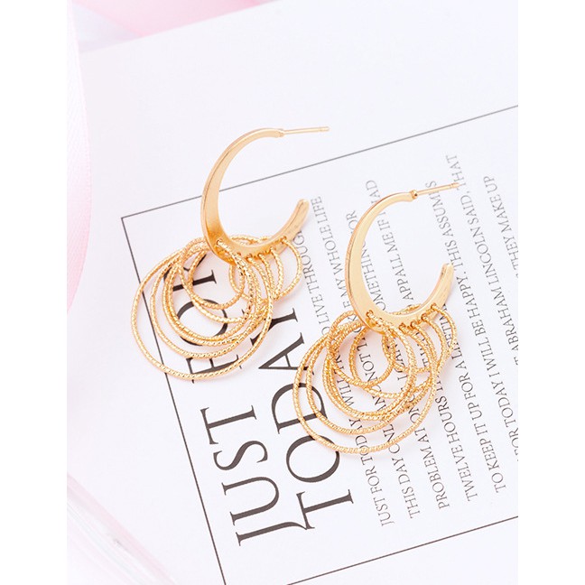 LRC Anting Tusuk Fashion Color Circular Ring Decorated F0312X